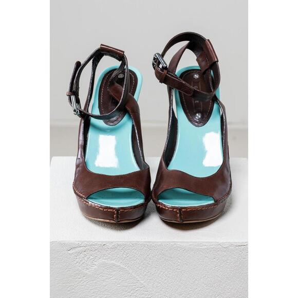 Celine Blue Block Heel Leather Pump - Picture 1 of 5